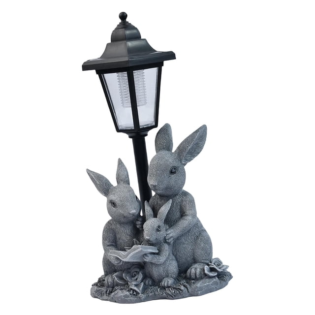 Estatua de Conejo con Iluminación Solar para Exterior, Figura de Conejo, Decoración de Jardín, Escultura Ornamental Creativa de Resina para Jardín, Te