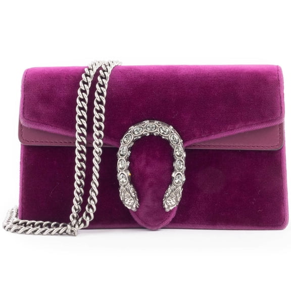 Pre-Owned Gucci Dionysus Mini Shoulder Bag, Chain 476432, Velvet Leather, Purple