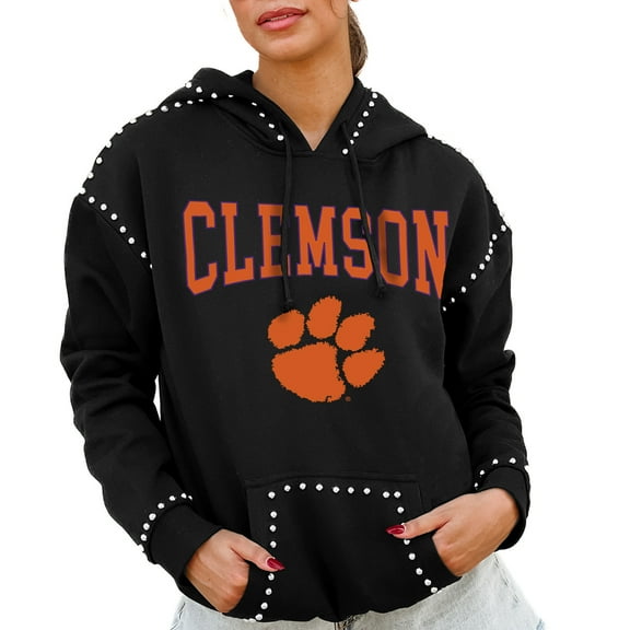 Women's Gameday Couture Black Clemson Tigers Studded Pullover Hoodie