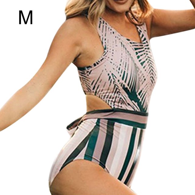 kurtrusly Nouveau Maillot de Bain une-Pièce à Rayures Imprimé Multicolore pour Femmes