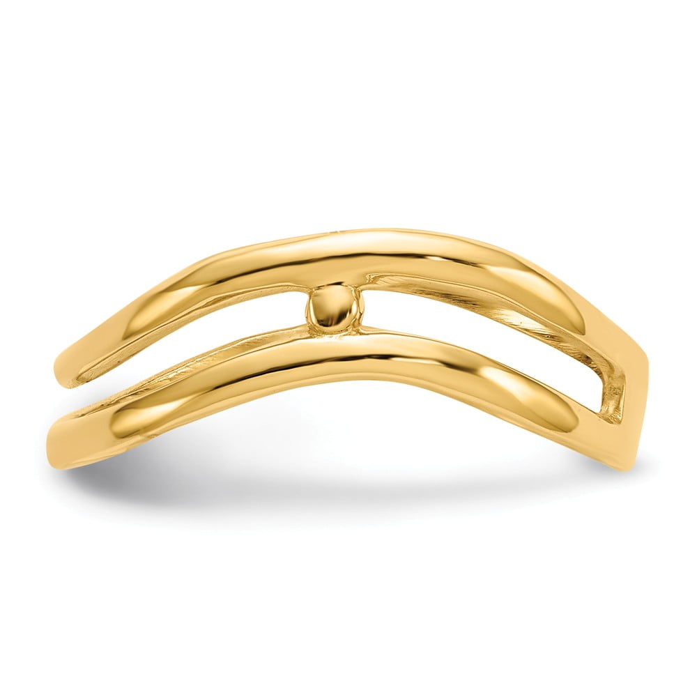 Real 14kt Yellow Gold Gold Polished Double Wave Fashion Thumb Ring