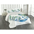 thumbnail image 2 of Ambesonne Summer Quilted Coverlet 3 Pcs, Colorful Peacock Tropic, King Size, Blue Green Pink, 2 of 4
