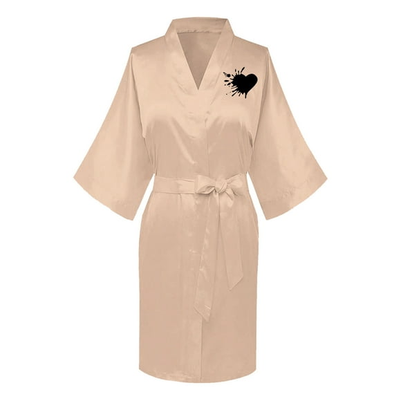 TIMIFIS Women's Short Silky Robes Bridesmaid Bride Party Satin Robes Sleepwear Plus Size Wedding Bridal Party Loungewear Dressing Gowns with 3/4 Sleeve - Spring/Summer