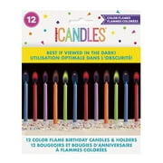 Multicolor Flame Birthday Candles and Holders, 12ct, Unique