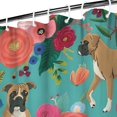 thumbnail image 3 of BoxerDog and Pioneer Flower Shower Curtain 36"x72" ,Bathroom Decorative Shower Curtains Set with 12 Hooks,Modern Waterproof Washable Shower Curtain, 3 of 6