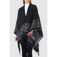thumbnail image 4 of PIKADINGNIS Women's Winter Poncho Capes Vintage Open Front Tassel Blanket Shawl Wrap Cardigan Coat, 4 of 6