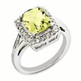 thumbnail image 1 of 925 Sterling Silver Checker Cut Lemon Quartz Diamond Ring Gemstone, 1 of 5