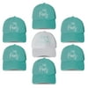 7 Pcs Bride & Bride Tribe Hats,Bachelorette Party Favors Baseball Hats Set,Embroidered Adjustable Cotton Designs Bachelorette Trucker Hats Green/White