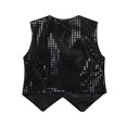 thumbnail image 6 of TiaoBug Womens Shiny Sequins Hip-hop Jazz Dance Vest Waistcoat Tops Stage Fancy Dress up Costumes Black S, 6 of 7