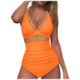 thumbnail image 1 of FhsagQ Plus Size Swimsuit Sets for Women 5X Women Mesh Control Swimsuit Push up High Waisted Bathing Suit Swimsuit Sets for Women Crotchless Garter Orange XXL, 1 of 9