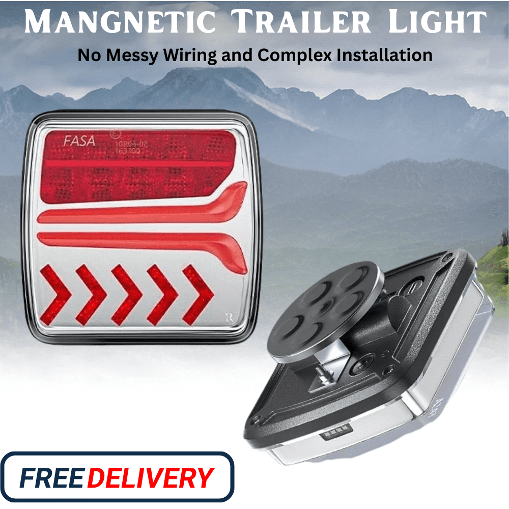 Magnetic Wireless Trailer Lights Kit for Towing Trucks, Rechargeable LED Tow Lights, Waterproof Portable Tail Lights for Truck RV Camper Boat, Brake Turn Signal Running
