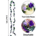 thumbnail image 2 of 5 Pcs 39.4 Ft Purple Flower Garland, Duslogis Artificial Rose Floral Vines Fake Hanging Spring Flower Garland for Wall Backdrop Wedding Arch Tea Party Door Mantle Decoration (Purple), 2 of 7
