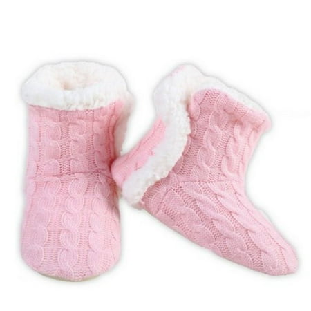 

Yelete Womens Cable Knit Slippers House Booties Socks Soft Sherpa Lining Rubber Soles