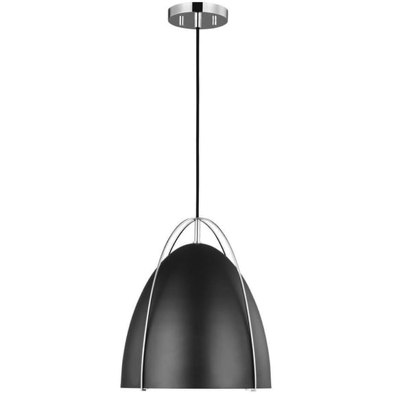 Open Box Generation Lighting 6551701 Norman 1 Light 13" Wide Pendant - Black