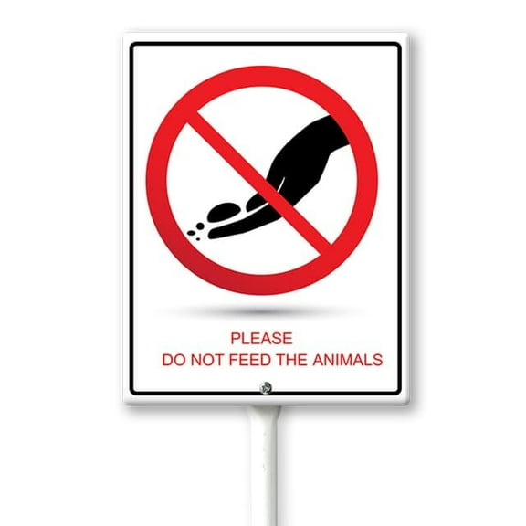 Please Do Not Feed The Animals Sign With Metal Stake, Yard Sign for Street, Garden Lawn Neighborhoods (Aluminum) Size: 8 x 12 inch