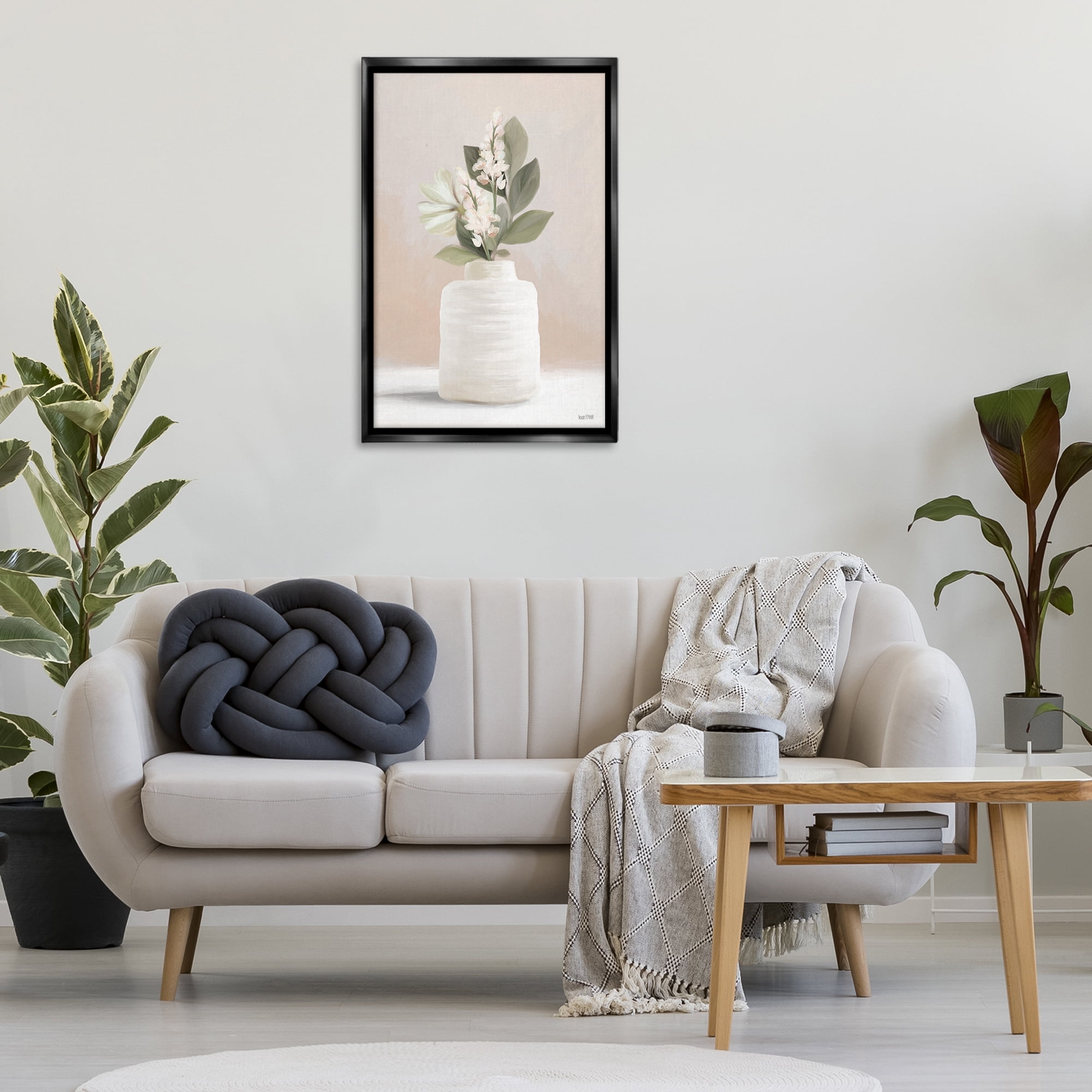 Stupell Industries Simple Potted Herb Botanical & Floral Painting Black Floater Framed Art Print Wall Art, 21 x 31