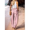thumbnail image 4 of Women Summer Beach Vacation Pants High Waisted Wide Leg Pants Printed Loose Flowy Casual Palazzo Lounge Trousers Pink S, 4 of 6