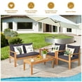 thumbnail image 5 of Gymax 4PCS Cushioned Wooden Conversation Set Patio Outdoor Furniture Set, 5 of 9