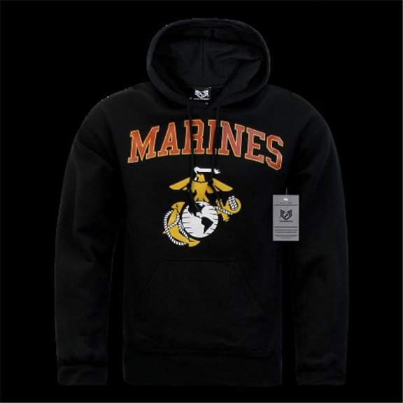 Rapid Dominance Marines Pull Over Hoodie, Black - Large