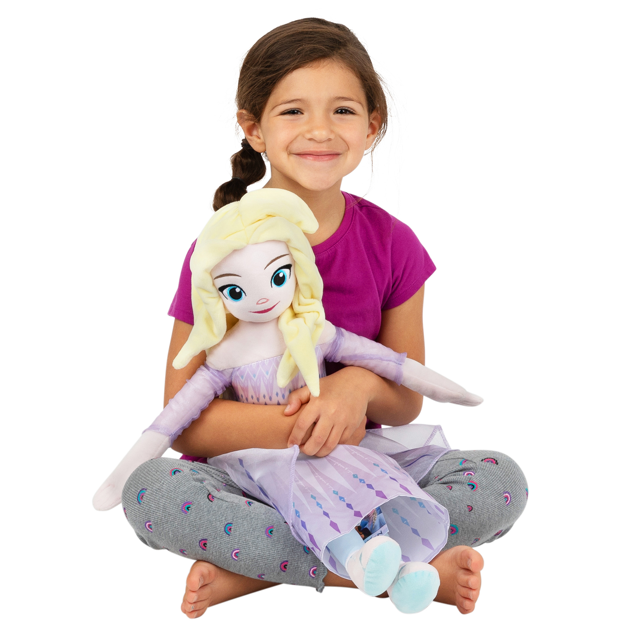 Disney Frozen Kids Elsa Bedding Plush Cuddle and Decorative Pillow Buddy, Purple - image 5 of 7
