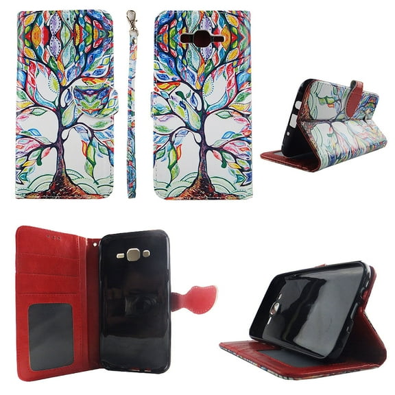 Lovely Tree Wallet Folio Case for Samsung Galaxy J7 2016 Fashion Flip PU Leather Cover Card Cash Slots & Stand