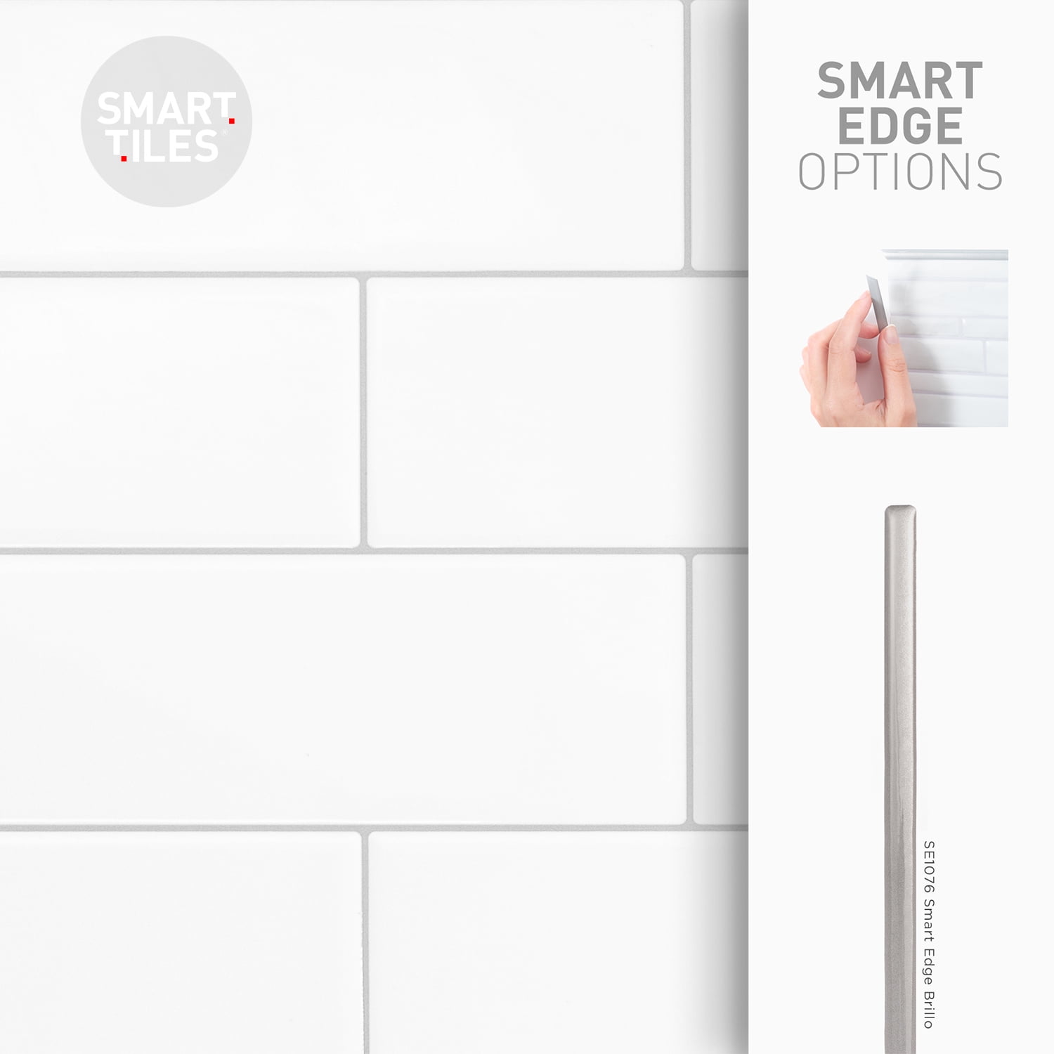 SMART TILES Peel and Stick Backsplash - 22.56in x 10.88in - 2 sheets of 3D Adhesive Wall Tile Backsplash for Kitchen, Bath - Oslo White