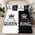 thumbnail image 2 of Homewish White Black Full Size Sheets,Queen And King Crown Bed Sheets,Rhombus Geometric Sheet Sets For Boys Girls,Microfiber Bedroom Decor,4 Pieces, 2 of 7