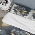 thumbnail image 4 of Designart "Blue and Gold Rose on Ivory III" Floral Rose Bedding Covert Set - Floral Blue Country Charm Bed Set With 1 Sham, 4 of 6