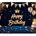 thumbnail image 3 of Yatrandify Golden Theme Happy Birthday Banner Decorative Design Crown Element Party Backdrop for Birthday Party Indoor Decoration Photo Shoot, 3 of 7