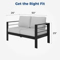 thumbnail image 4 of RoyalCraft Patio Furniture Aluminum Loveseat, All-Weather Outdoor 2 Seats Sofa Couch, Black Metal Chair with Light Grey Cushions, 4 of 7