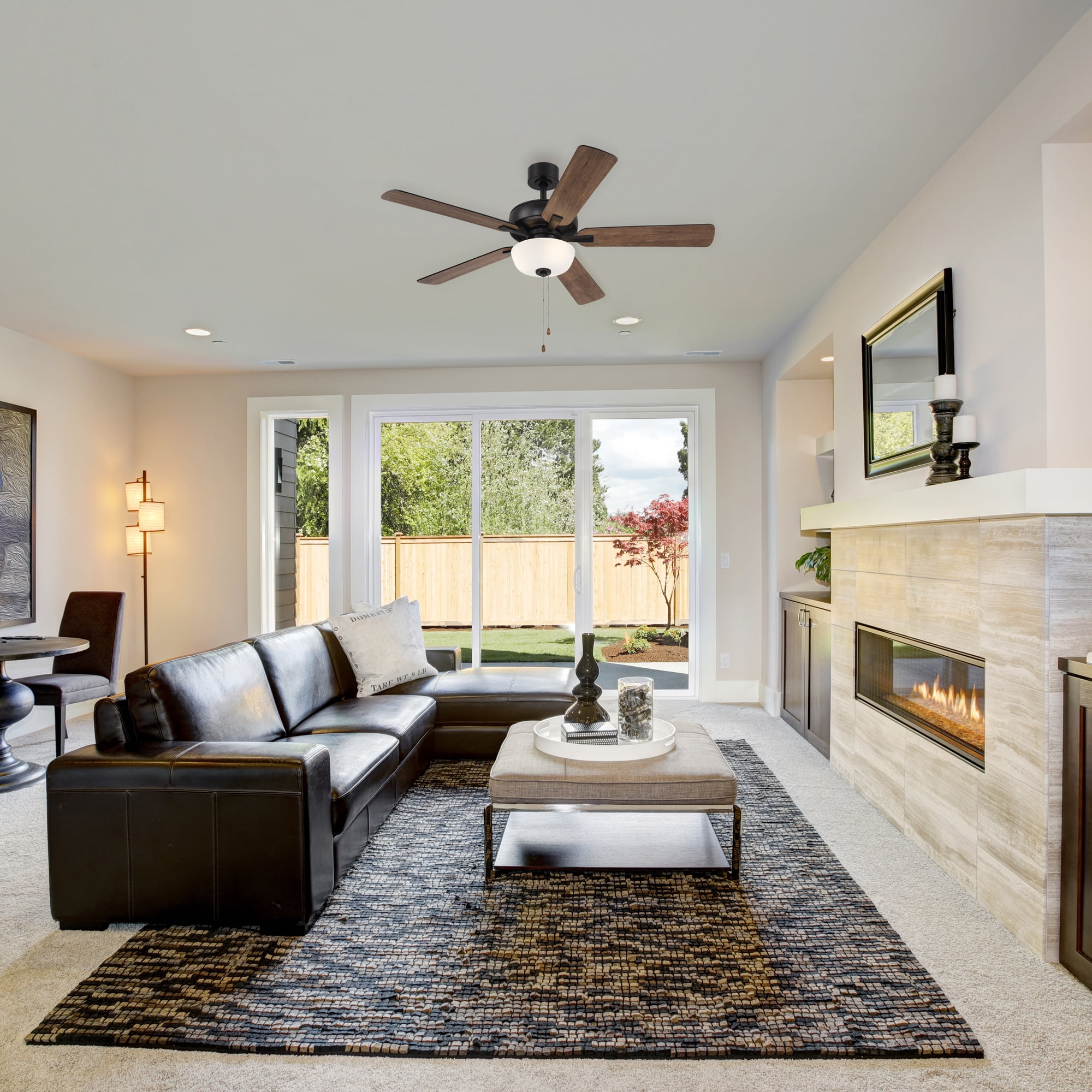 Gallant 52 in. Indoor/Covered Outdoor Matte Black Standard Mount Ceiling Fan with Light Kit and Pull Chain Control