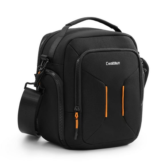 Cwatcun D140 Large Capacity Crossbody Camera Bag for Micro Cameras - 900D Polyester Waterproof Shockproof Anti-Drop Shoulder Bag with Adjustable Dividers, Dual-Use Handle & Shoulder Strap, Spacious