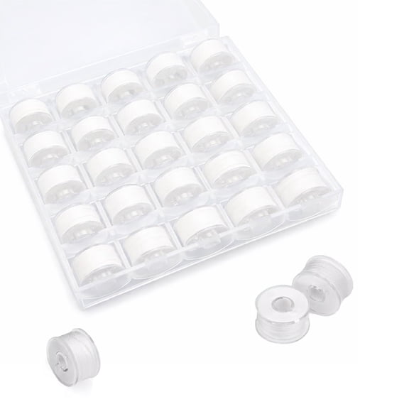 Genreen 25pcs Hite Bobbin Thread,Embroidery Bobbins, White Prewound Bobbins Size A SA156 Thread Sewing Machine Threads Kit for Sewing Machines,Embroidery and DIY 50yds/Spool