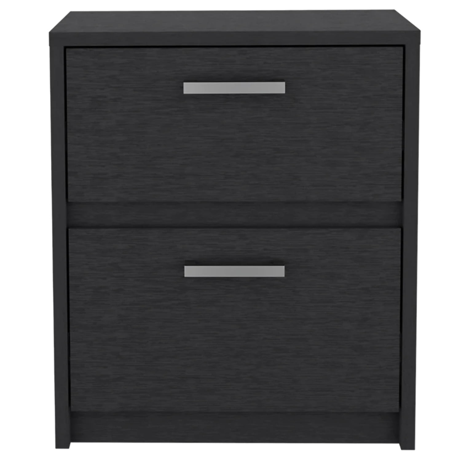 HomeRoots 19 in. Two Drawer Faux Wood Nightstand, Black