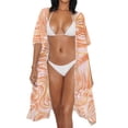 thumbnail image 3 of HELLHERO Tropical Vacation Swirl Abstract Kimono Cover-Up - Lightweight Breathable Loose Fit Bathing Suit Cover Up for Beach & Pool, 3 of 6