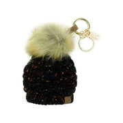 NYFASHION101® Pom Pom Beanie Key Chain Key Ring Handbag Tote Accessory - Confetti Black
