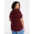 thumbnail image 3 of Terra & Sky Women's Plus Size V-Neck Tee with Short Sleeves, Size 0X-5X, 3 of 5