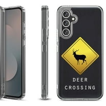 Shockproof Protective Phone Case Cover for Samsung Galaxy S25 FE, by OneToughShield - Road Sign Deer