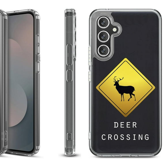 Shockproof Protective Phone Case Cover for Samsung Galaxy S25 FE, by OneToughShield - Road Sign Deer