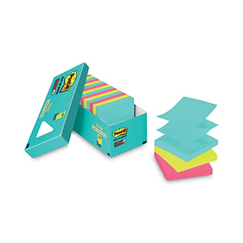 Post-it Super Sticky Pop Up Notes, 3 in x 3 in, 18 Pads, 90 Sheets/Pad, 2x the Sticking Power, Back to School Supplies f