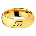 thumbnail image 2 of Tungsten Triplet Beam Note Music Band Ring 7mm Men Women Comfort Fit 18k Yellow Gold Dome Polished, 2 of 4
