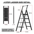 thumbnail image 2 of Tenozek 4 Step Ladder, Retractable Handgrip Folding Step Stool with Anti-Slip Wide Pedal, Aluminum Step Ladders 4 Steps, 300lbs Safety Household Ladder, 2 of 9