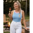 thumbnail image 5 of ChicMe Womens Color Block Built in Bra Tank Tops Sleeveless Padded Casual Shirts Racerback Ribbed Tank Top Lighted Blue-M, 5 of 9