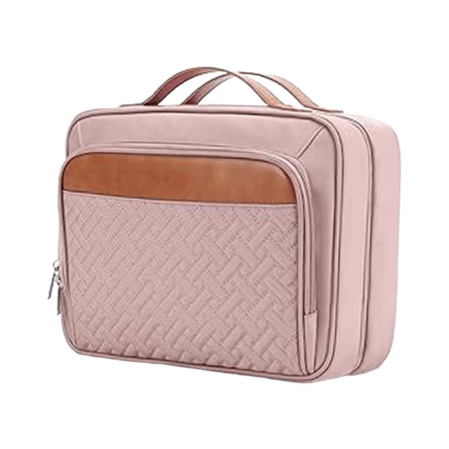 Neceser de viaje con gancho para colgar y compartimento organizador de joyas Rosa