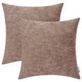 thumbnail image 1 of HWY 50 Taupe Decorative Throw Pillow Covers set 18x18 inch, for Couch Sofa Living Room Bed Bedroom, Soft Comfy Chenille, Solid Square Cushion Cover Cases, Pack of 2, 1 of 6