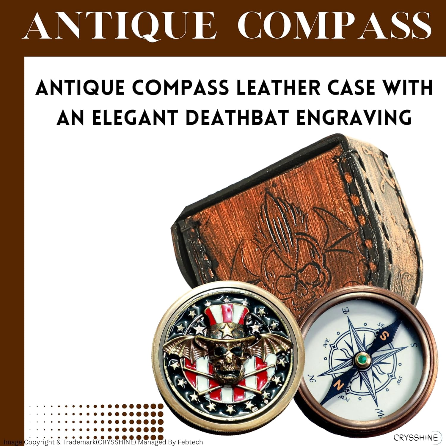 Navy Collection Vintage Compass Brass Handcrafted Leather Case | Captain Jack Sparrow Compasses | Home Decor Gifts for Brother