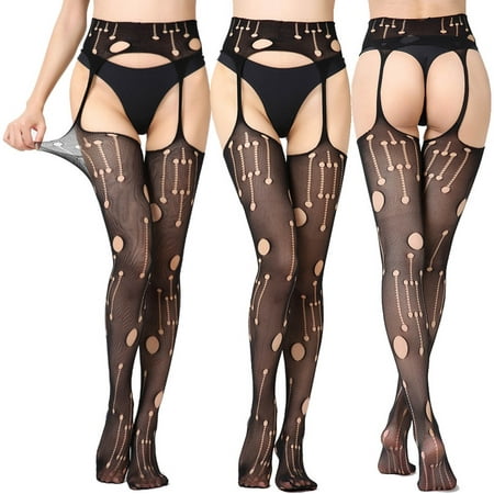 Sentmoon Lingerie for Women Women Sexy Lace Mesh Lingerie Net Lace Top Garter Belt Thigh Stocking Pantyhose Valentines Lingerie Valentines Day Gifts for Her Fall Saving
