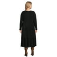 thumbnail image 3 of Terra & Sky Women's Plus Size Long Sleeve Plisse Midi Dress, 3 of 5