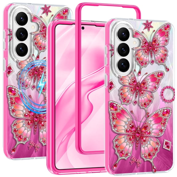 CASEFIV for Samsung Galaxy S26 Plus Case,[Magnetic Invisible Stand][Military-Grade Drop Protection] Slim Glossy Marble Pattern Back Shockproof Protective Phone Cover,Purple Marble