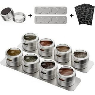 Impresa [15 Pack] Large 4oz Magnetic Spice Jars - Glass - Fridge Mounted Spice Jars - Spice Rack – Stylish Spice Storage